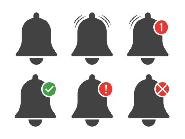 Set of Bell Notification Vector Illustrations clipart