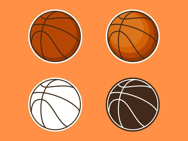 Set Icono Baloncesto Ilustración Vectorial — Vector de stock