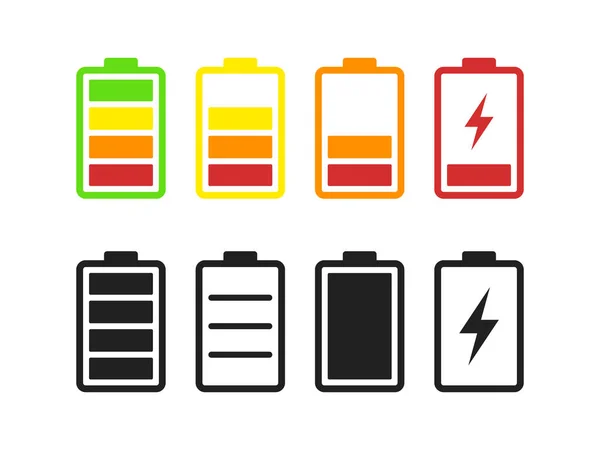 Satz Batteriebezogener Vektorsymbole — Stockvektor