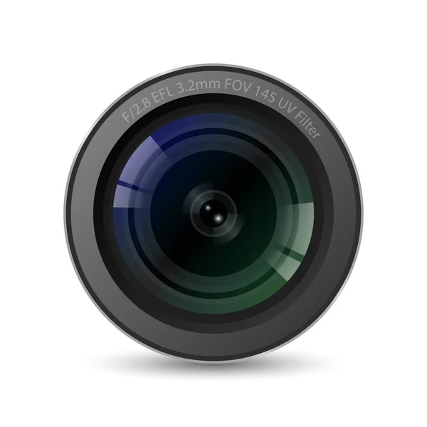 Realistische Hoge Kwaliteit Camera Lens Met Witte Achtergrond Vector Illustratie — Stockvector