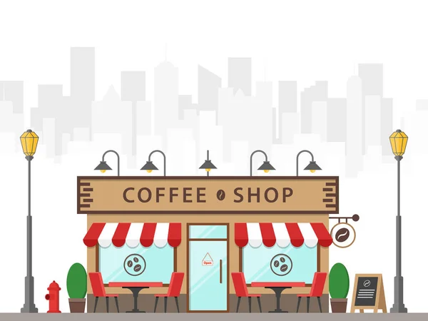 Coffee Shop Building Street Vector Icon — Stock Vector