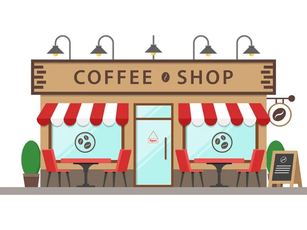 Koffie Winkel Gebouw Street Vector Icon — Stockvector