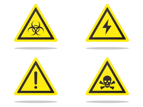 Set Death Hazard Aviso Sinal Atenção Vector —  Vetores de Stock