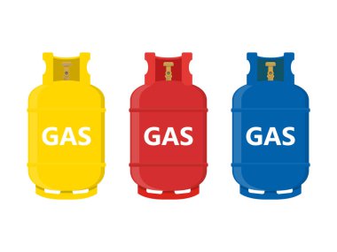 Gaz Tank etiket illüstrasyon simge vektör ayarla