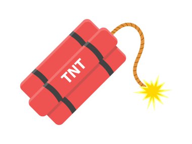 Dynamite with burning cord. TNT Bomb. Explode Weapon. Isolated white background. Vector illustration. clipart