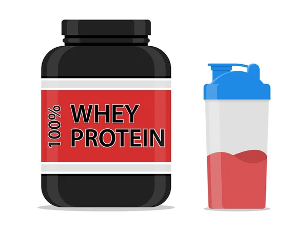 Protein Och Shaker Vektor Ikon Illustration — Stock vektor