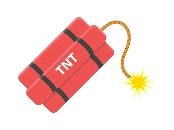 Kordon yanma ile dinamit. TNT bomba. Silah patlayabilir. İzole beyaz arka plan. Vektör çizim.