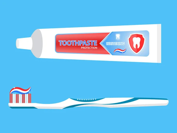 Зубна Щітка Зубна Паста Ілюстрація Векторна — стоковий вектор