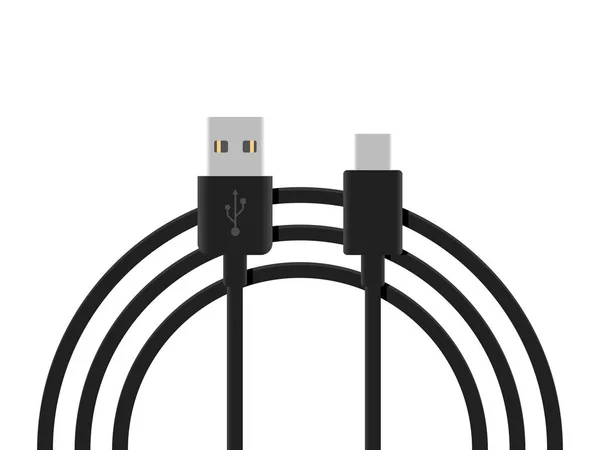 Cables Micro Usb Iconos Simples Conectores Enchufes Para Dispositivos Móviles — Vector de stock