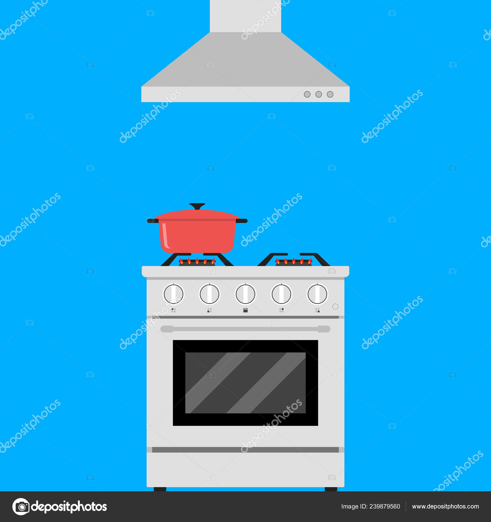 Kitchen Stove Flat Style Isolated Gas Cooker Illustration Vector Stock  Vector Image by ©AntonioFrancois #239879560