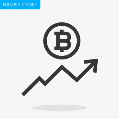 Gelir simge piksel mükemmel düzenlenebilir kontur vektör yükselen Bitcoin