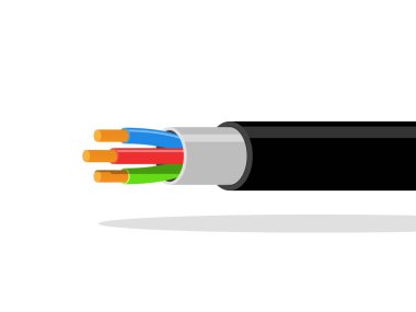 Elektrik kabloları. Elektrikli tel illüstrasyon vektör simge çeşitleri ile ayarla