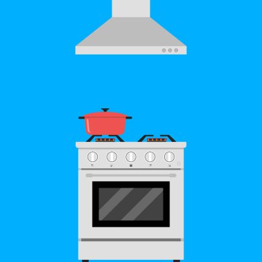 Kitchen stove flat style isolated gas cooker illustration Vector clipart
