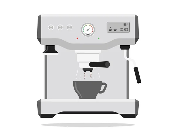 Kaffeemaschine Mit Heißer Kaffeetasse Flache Designvektorillustration — Stockvektor