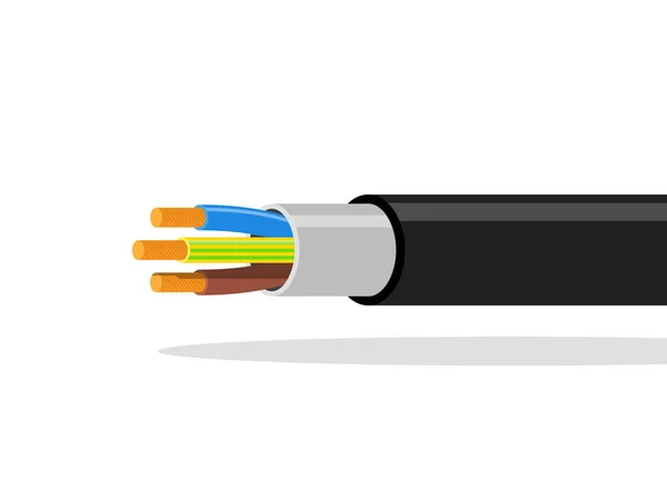 Elektrische Kabels Met Variëteiten Voor Draadboom Illustratie Vector Icon Set — Stockvector