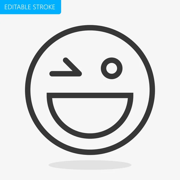 Emoji Symbol Wink Vektor Editierbar Pixel Strich Perfekt — Stockvektor