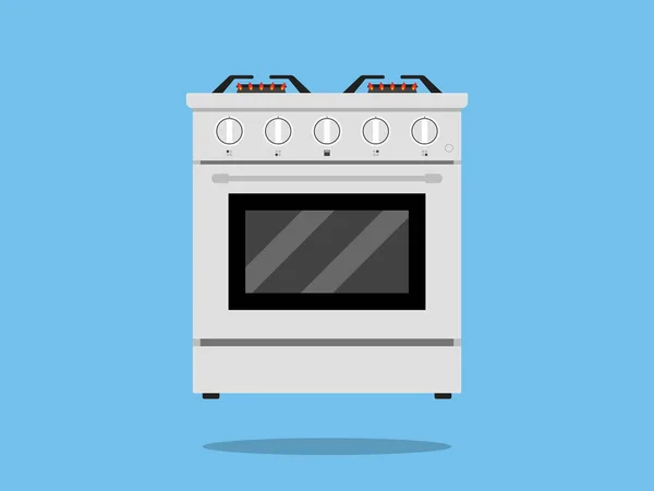 Cuisinière Style Plat Isolé Cuisinière Gaz Illustration Vectorielle — Image vectorielle