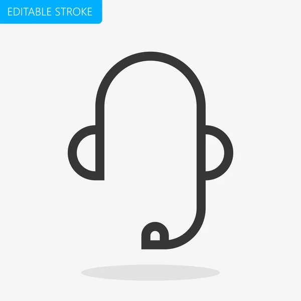 Headphone Contact Icon Editable Stroke Pixel Perfect Vector — Stock Vector