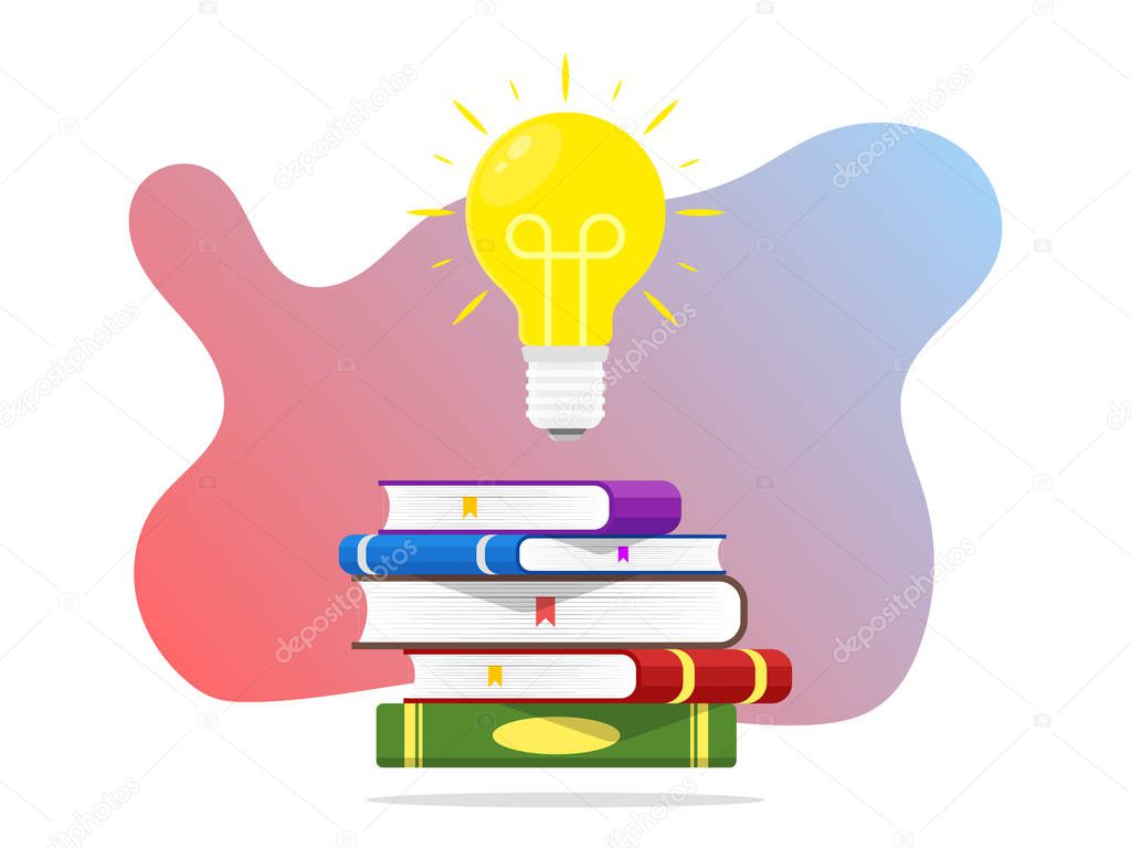 Book with light bulb vector illustration concept