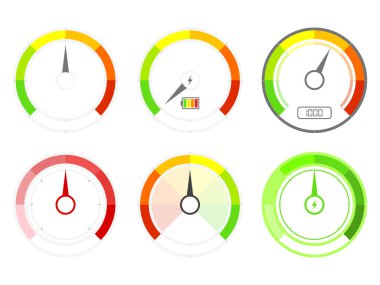 Göstergeleri ile pil, Internet hız illüstrasyon vektör simgeler için renk kümesi