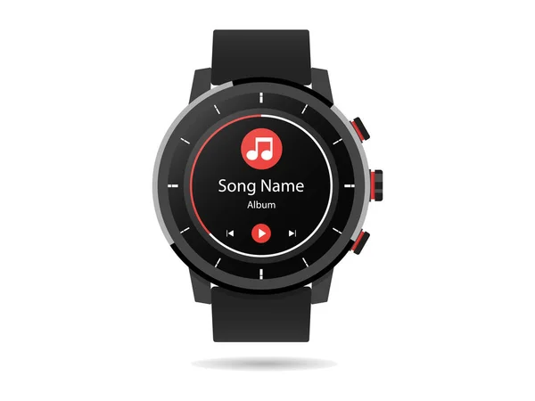 Smart Watch Cardiofrequenzimetro Chiama Email Music Player Passaggi Icona Vettoriale — Vettoriale Stock