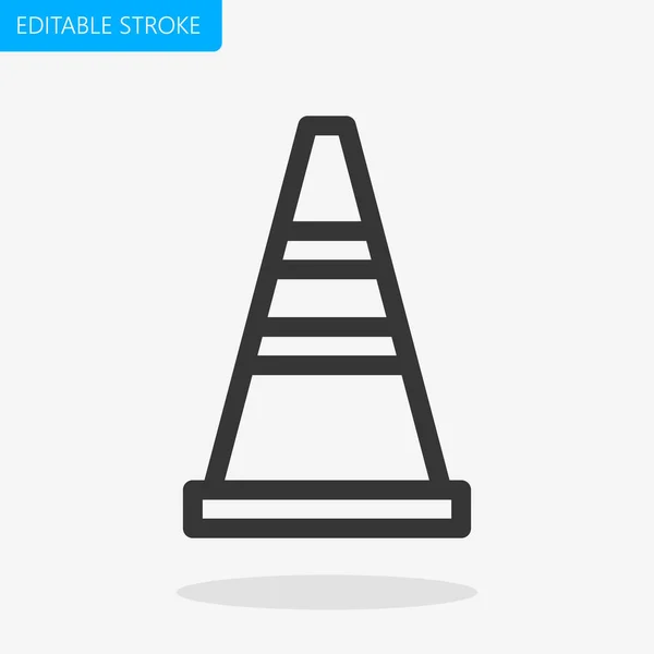 Ícone Sinal Cone Pixel Perfeito Editável Stroke Vector — Vetor de Stock