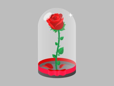 Rose bir şişe cam illüstrasyon vektör içinde donmuş