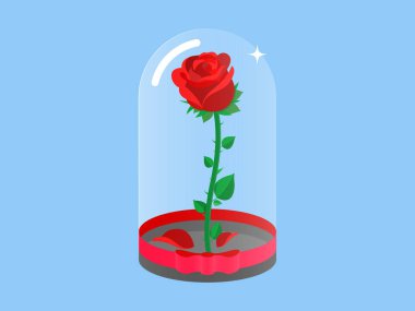 Rose bir şişe cam illüstrasyon vektör içinde donmuş