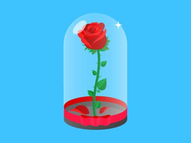 Rose bir şişe cam illüstrasyon vektör içinde donmuş