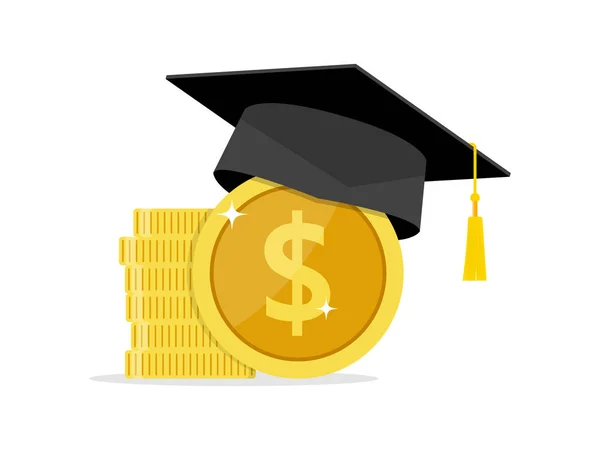 Επενδύσεις Στην Εκπαίδευση Απόφοιτος Του Καπάκι Στη Μελέτη Χρήματα Εικόνα — Διανυσματικό Αρχείο