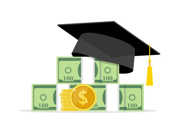 Investitionen Bildung Absolventenmütze Auf Studiengeld — Stockvektor