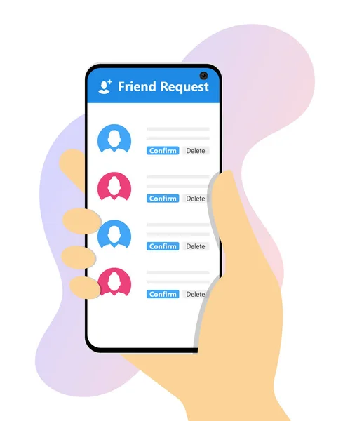 Freundschaftsanfrage Auf Mobiltelefon Social Page Icon Vektor — Stockvektor