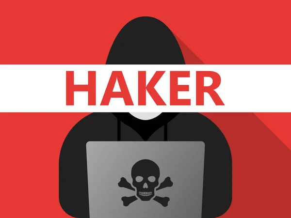 Χάκερ Στο Εικονίδιο Του Φορητού Υπολογιστή Επίπεδη Απεικόνιση Του Χάκερ — Διανυσματικό Αρχείο
