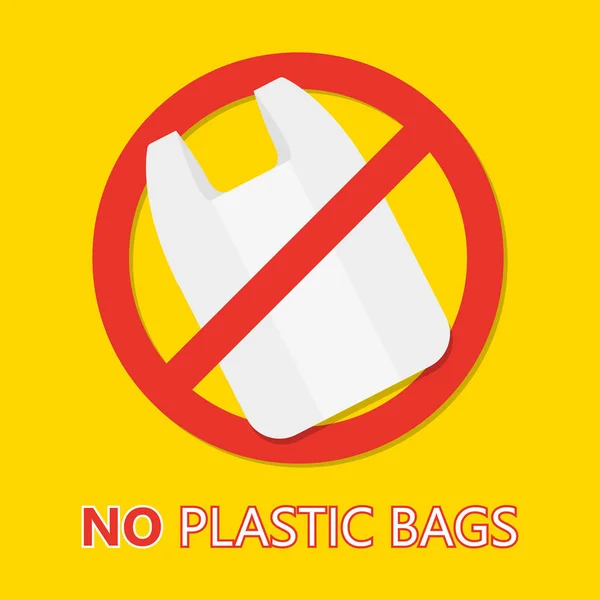 Nenhum Conceito Problema Poluição Saco Plástico Somente Eco Placa Proibição — Vetor de Stock