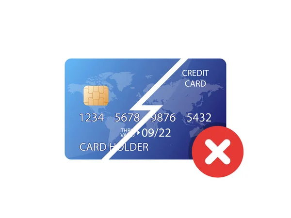 Πιστωτική Κάρτα Απορριφθεί Απέρριψε Εικονίδιο Διάνυσμα Κάρτα Online Πληρωμή Κάρτας — Διανυσματικό Αρχείο