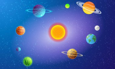 Gezegenler Evren Galaksi İllüstrasyon Seti