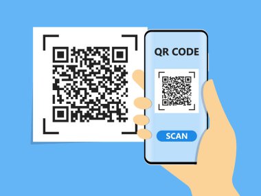Cep telefonu tarama qr kodu. Düz stil simgesi. Vektör çizimi