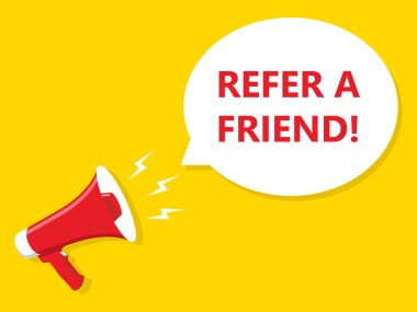 Megafon Vektör İllüstrasyon ile Bir Arkadaş Posteri Bakın