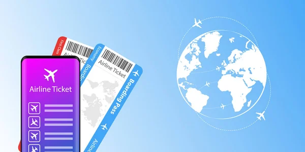Concept Voor Het Kopen Van Tickets Online Vliegtickets Paspoort Vector — Stockvector