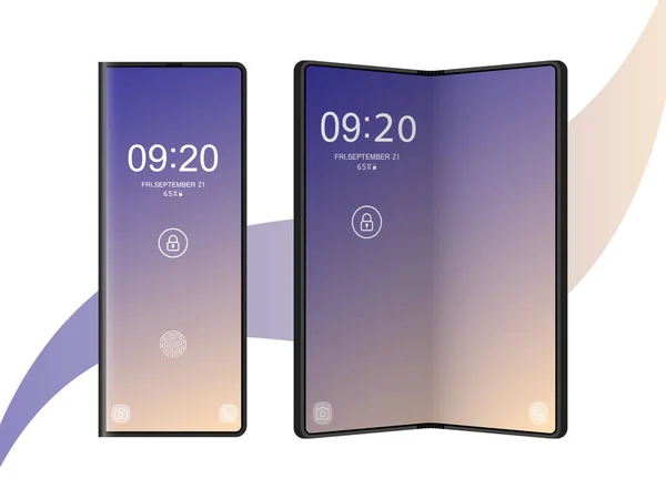 Katlanabilir Cep Telefonu. Büyük ekranlı ve ekranlı akıllı telefon, İllüstrasyon'u bükmek için esnektir