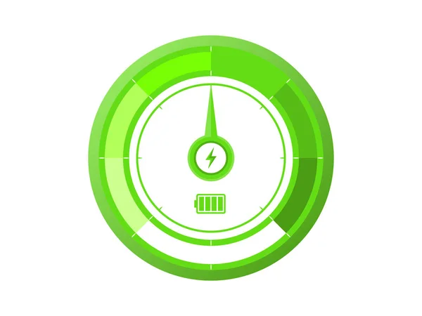 Icono Batería Eco Gauge Vector Ilustración — Vector de stock