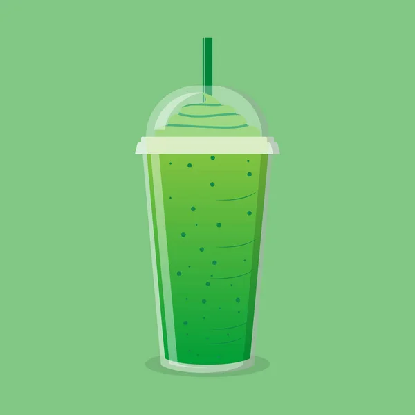 Matcha Frappe Thé Vert Avec Vecteur Crème Fouettée — Image vectorielle