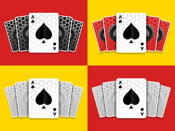 Set Spades Juegos Cartas Fondo Carbono Ilustración Icono Vector — Archivo Imágenes Vectoriales