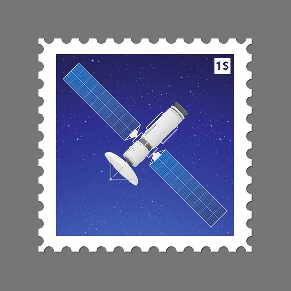 Поштова Марка Супутниковою Ілюстрацією — стоковий вектор