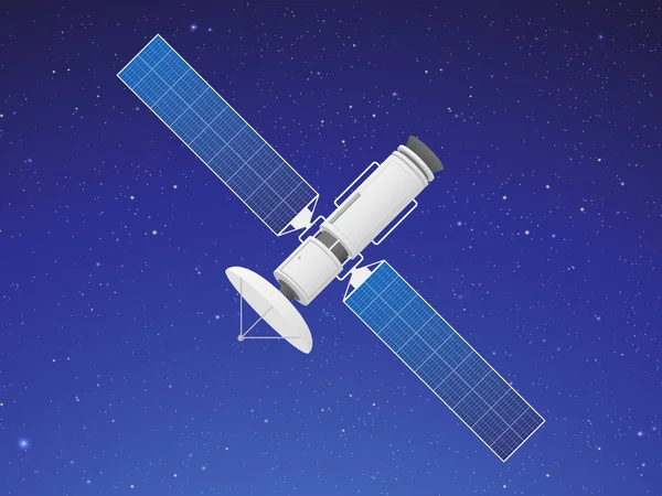 Satelliet Ruimte Vector Pictogram Illustratie — Stockvector