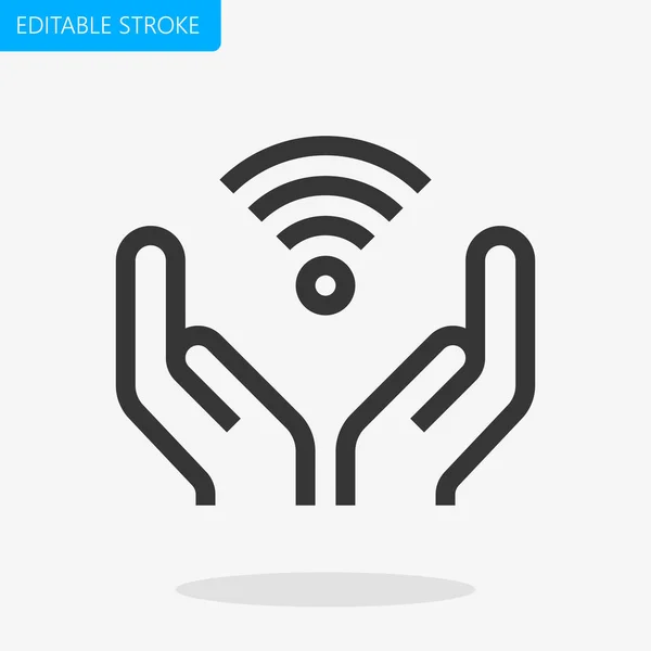 Share Wireless Hands Icon Editable Stroke Pixel Perfect Vector — Stock Vector