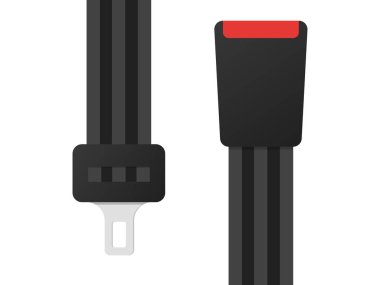 Açık ve kapalı emniyet kemeri. Emniyet kemeri koruma için. Hayatımı kurtardın. Araba ve uçak için güvenlik ekipmanları. Düz stil vektör çizim