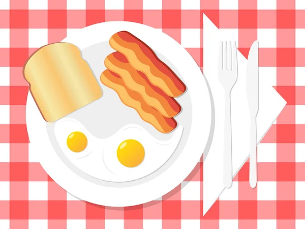 Frühstücksei Speck Auf Pfanne Gebratener Vektor Symbol Illustration — Stockvektor