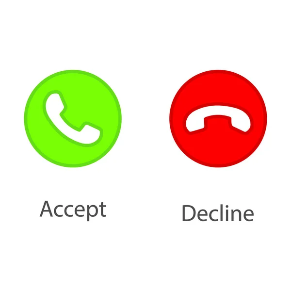 Terima Tolak Ikon Telepon Tombol Panggilan Telepon Menolak Hijau Dan - Stok Vektor