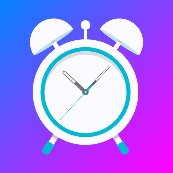 Alarm Clock Wake Time Isolated Background Flat Style — Stock Vector